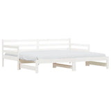 Daybed with Trundle without Mattress White 90x190 cm Solid Wood - Front View