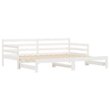 Daybed with Trundle without Mattress White 90x190 cm Solid Wood - Side View