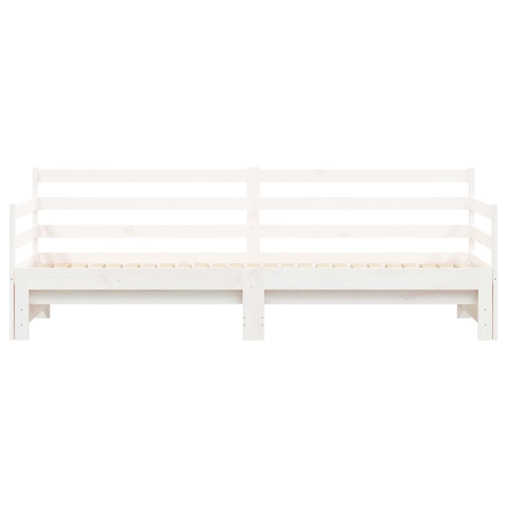 Daybed with Trundle without Mattress White 90x190 cm Solid Wood