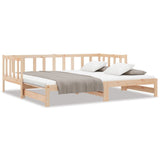 Day Bed with Trundle without Mattress 90x190 cm Solid Wood - Front View