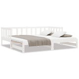 Day Bed with Trundle without Mattress White 90x190 cm Solid Wood