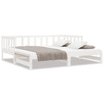 Day Bed with Trundle without Mattress White 90x190 cm Solid Wood