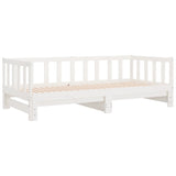 Day Bed with Trundle without Mattress White 90x190 cm Solid Wood - Side View