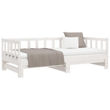 Day Bed with Trundle without Mattress White 90x190 cm Solid Wood - 45-Degree Angle