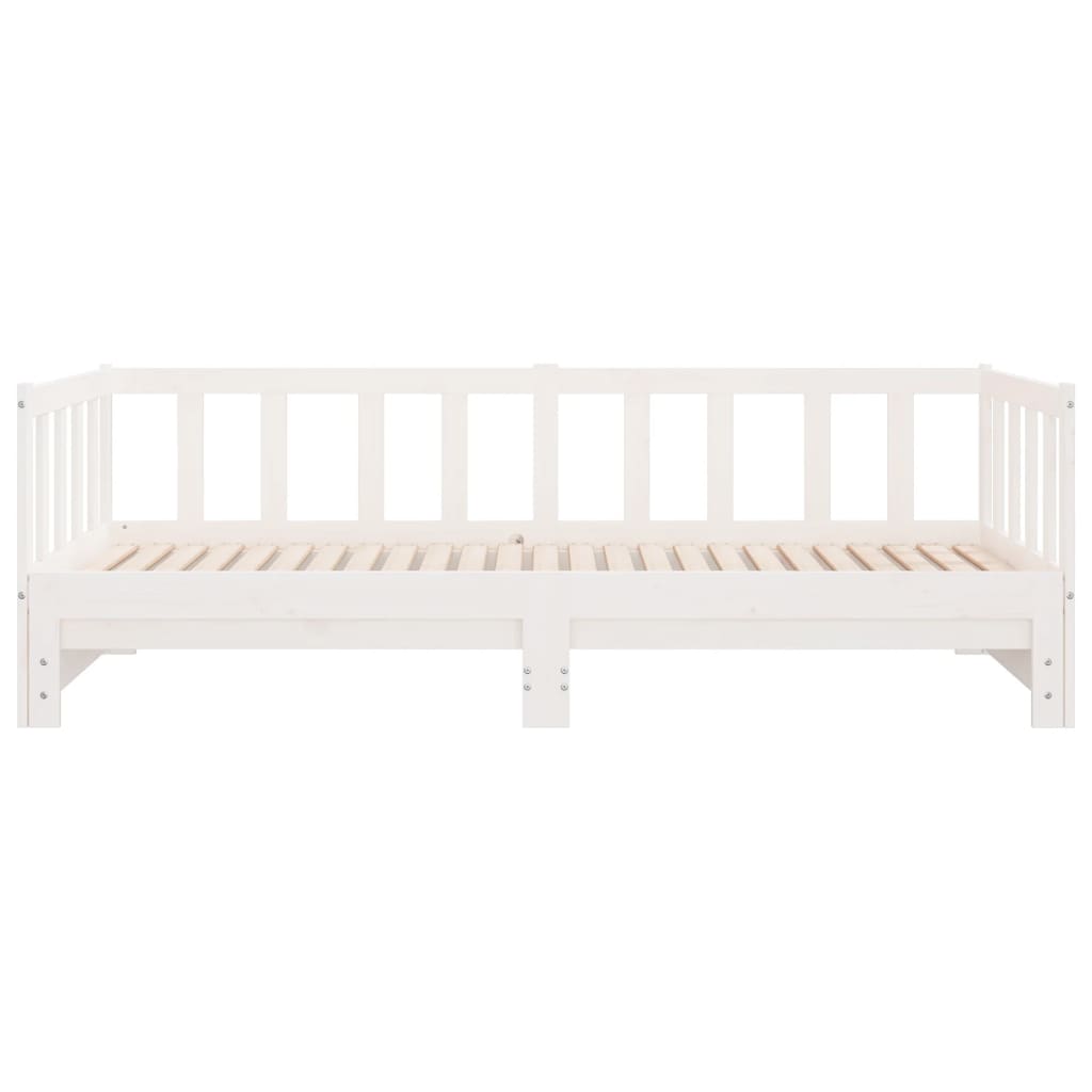 Day Bed with Trundle without Mattress White 90x190 cm Solid Wood