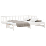 Day Bed with Trundle without Mattress White 90x190 cm Solid Wood - Extra Image