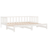 Day Bed with Trundle without Mattress White 90x190 cm Solid Wood - Extra Image