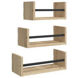 3 Piece Wall Shelf Set with Bars Sonoma Oak Engineered wood - Front View