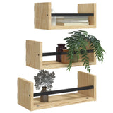 3 Piece Wall Shelf Set with Bars Sonoma Oak Engineered wood - Side View