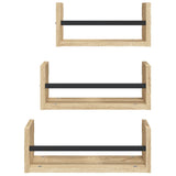 3 Piece Wall Shelf Set with Bars Sonoma Oak Engineered wood - Top-Down View