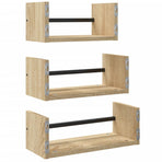 3 Piece Wall Shelf Set with Bars Sonoma Oak Engineered wood