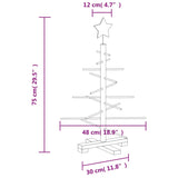 Wooden Christmas Tree for Decoration 75 cm Solid Wood Pine - Close-Up Angle