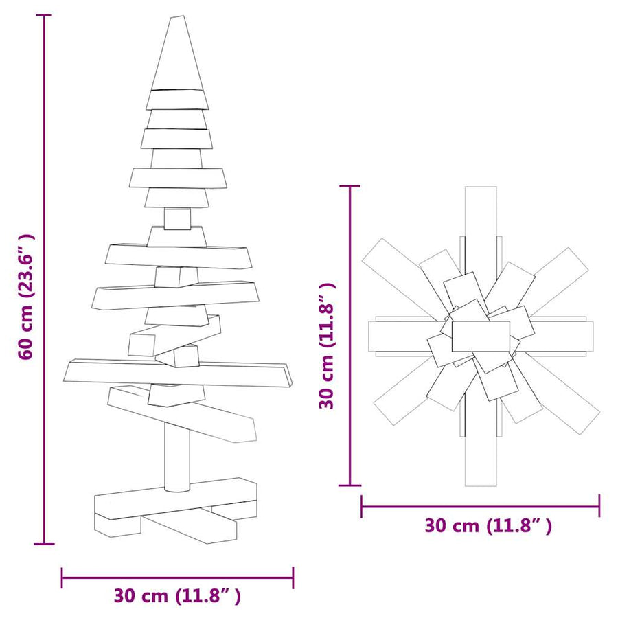 Wooden Christmas Tree for Decoration 60 cm Solid Wood Pine
