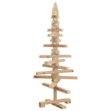 Wooden Christmas Tree for Decoration 90 cm Solid Wood Pine - Front View