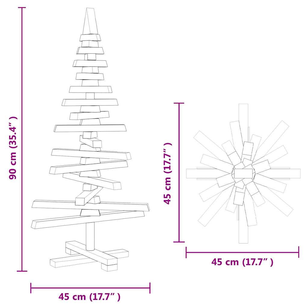 Wooden Christmas Tree for Decoration 90 cm Solid Wood Pine
