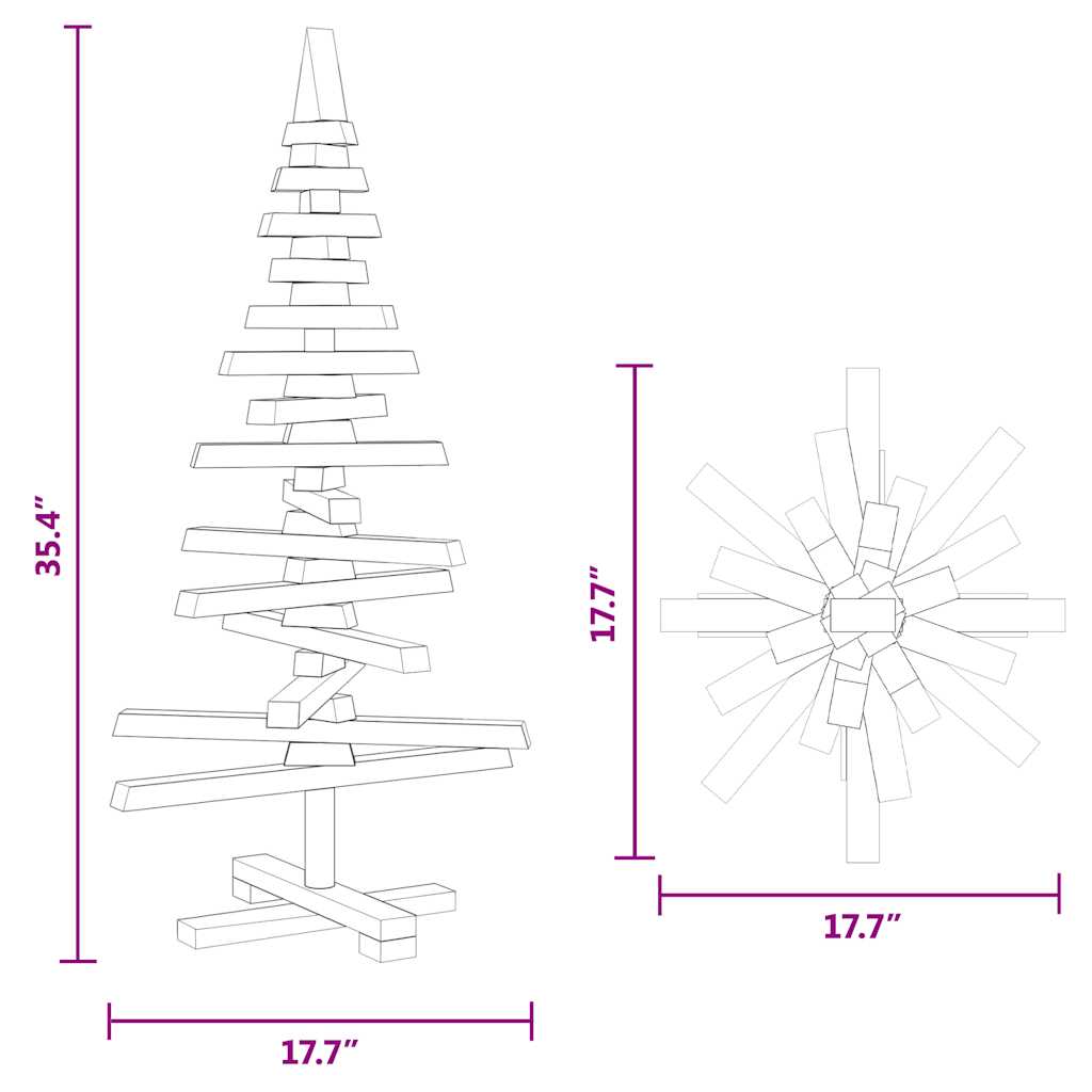Wooden Christmas Tree for Decoration 90 cm Solid Wood Pine