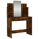 Dressing Table with Mirror Smoked Oak 96x39x142 cm - Front View