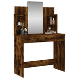 Dressing Table with Mirror Smoked Oak 96x39x142 cm - Side View