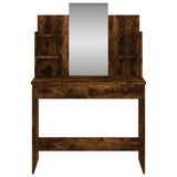 Dressing Table with Mirror Smoked Oak 96x39x142 cm - Top-Down View
