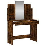 Dressing Table with Mirror Smoked Oak 96x39x142 cm - 45-Degree Angle