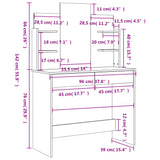 Dressing Table with Mirror Smoked Oak 96x39x142 cm - Extra Image