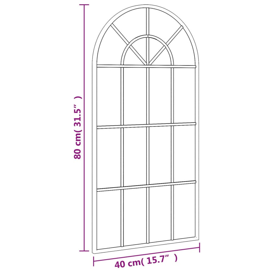 Wall Mirror Black 40x80 cm Arch Iron