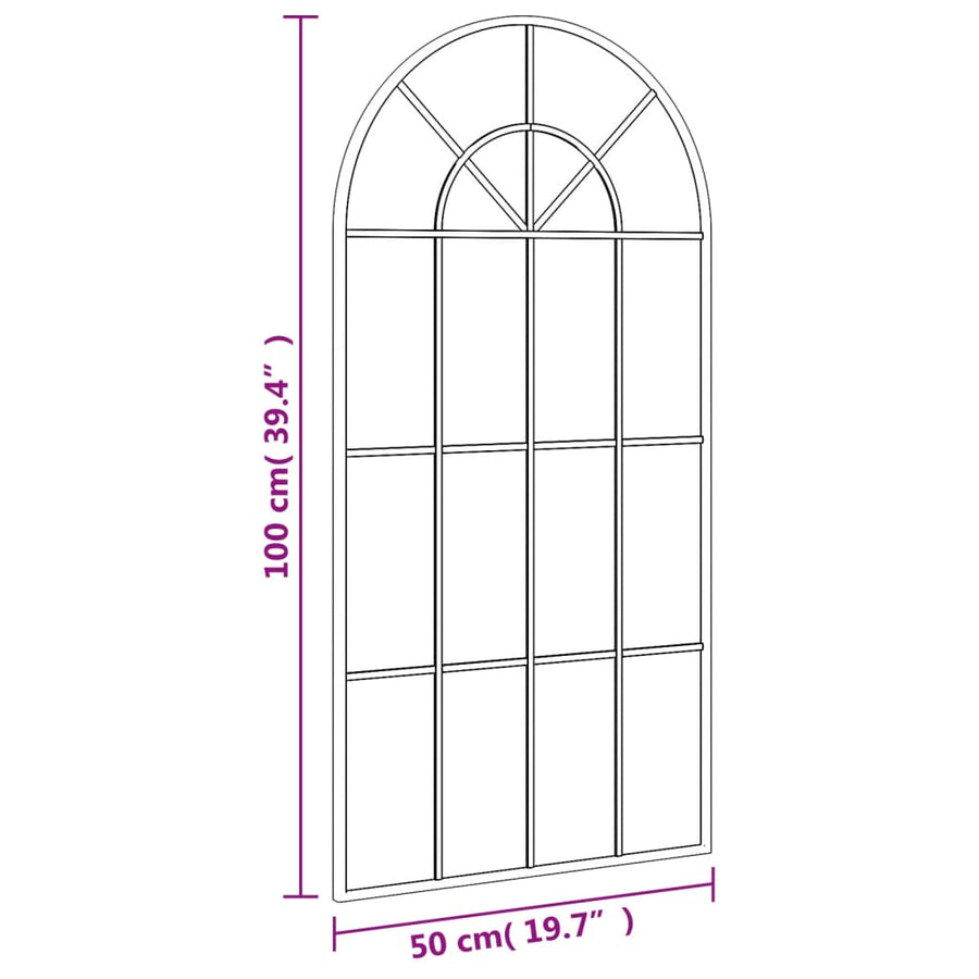 Wall Mirror Black 50x100 cm Arch Iron