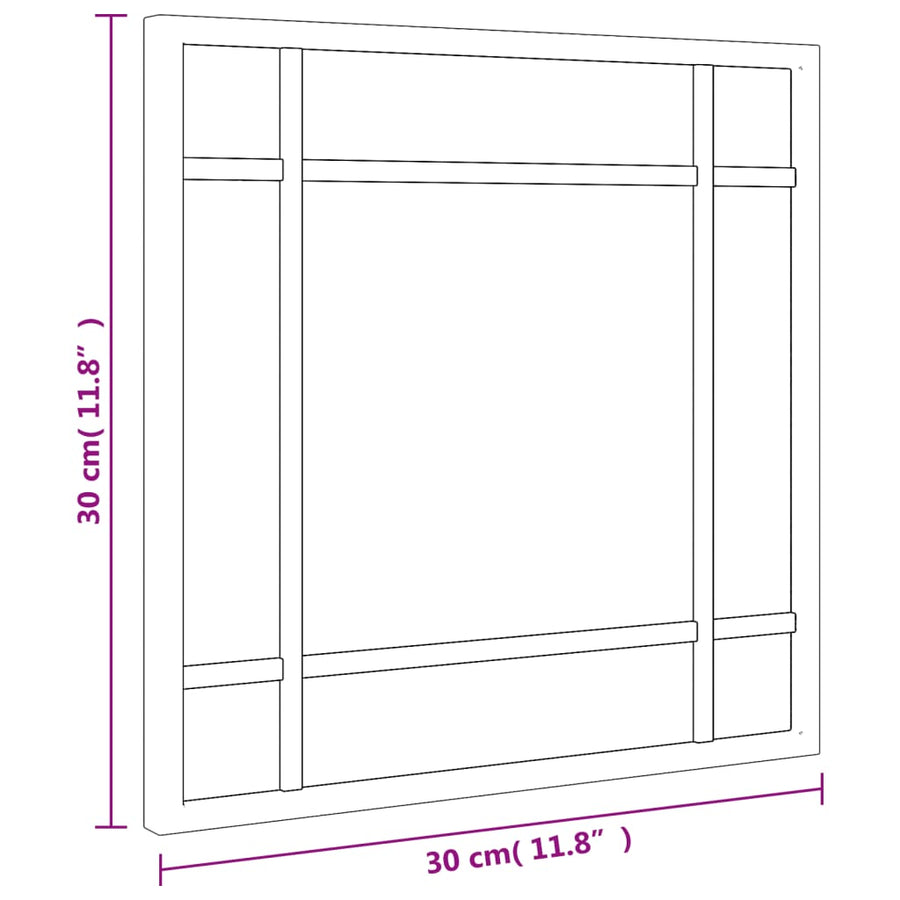 Wall Mirror Black 30x30 cm Square Iron