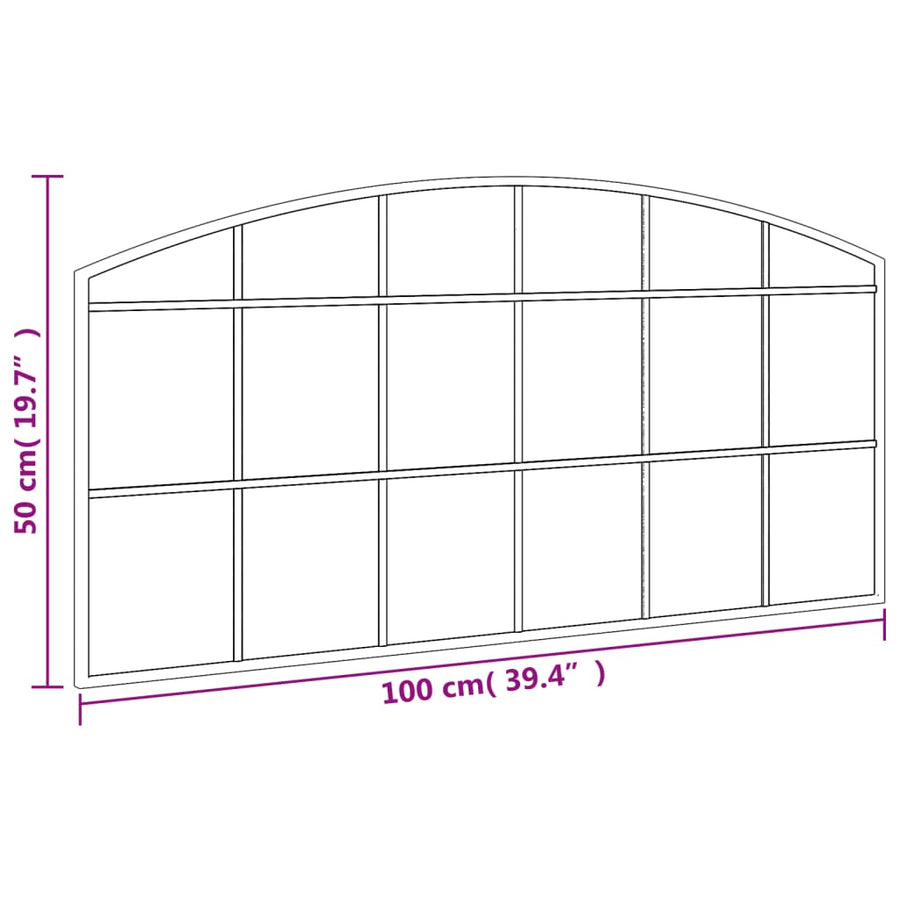 Wall Mirror Black 100x50 cm Arch Iron