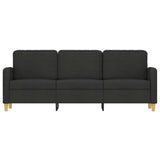 3-Seater Sofa Black Fabric 180 cm