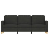 3-Seater Sofa Black Fabric 180 cm - Side View