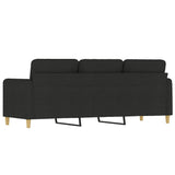 3-Seater Sofa Black Fabric 180 cm - 45-Degree Angle