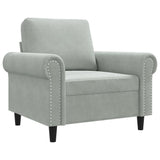 Sofa Chair Light Grey 60 cm Velvet - Front View