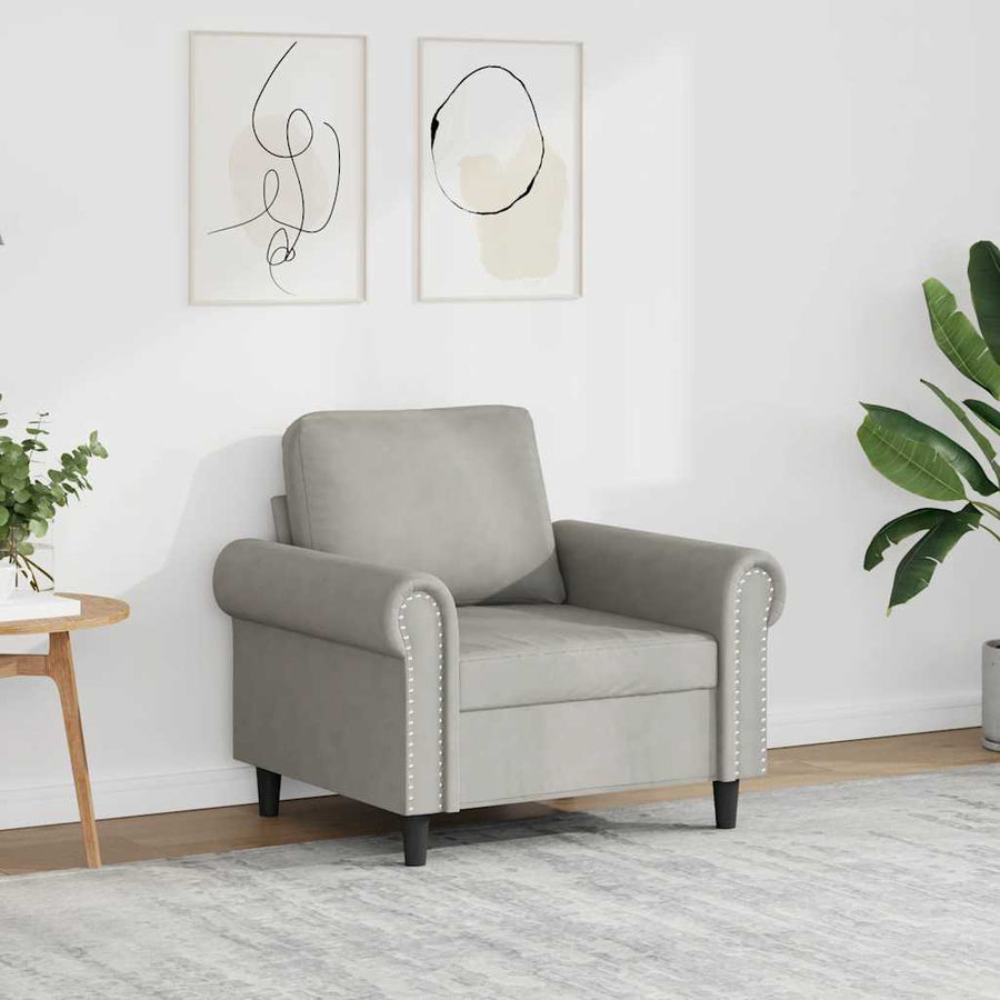 Sofa Chair Light Grey 60 cm Velvet