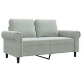 2-Seater Sofa Light Grey 120 cm Velvet - Front View