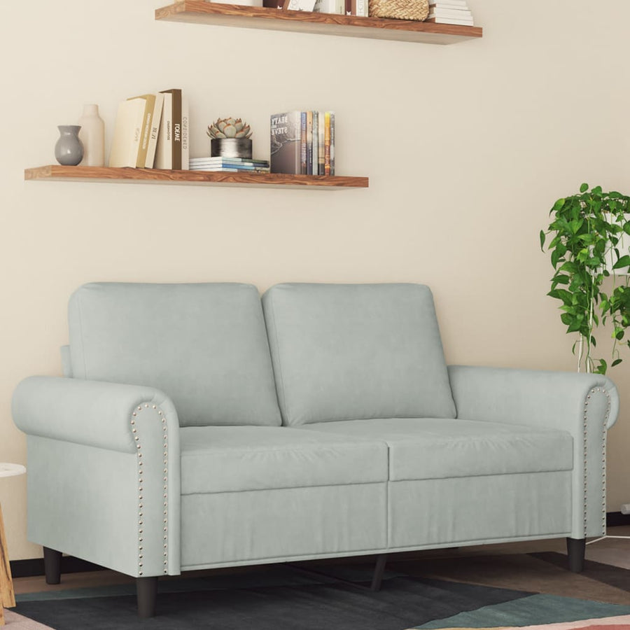 2-Seater Sofa Light Grey 120 cm Velvet