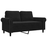 2-Seater Sofa Black 120 cm Velvet - Front View