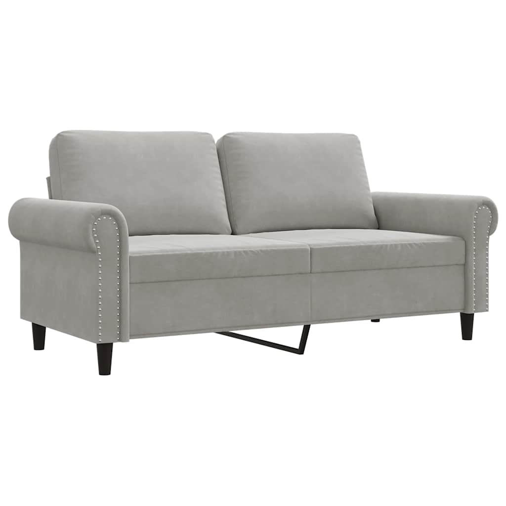 2-Seater Sofa Light Grey 140 cm Velvet