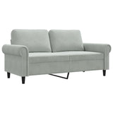 2-Seater Sofa Light Grey 140 cm Velvet - Front View
