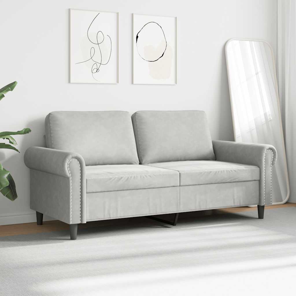 2-Seater Sofa Light Grey 140 cm Velvet