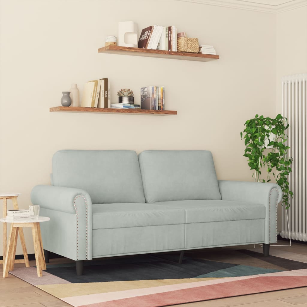 2-Seater Sofa Light Grey 140 cm Velvet