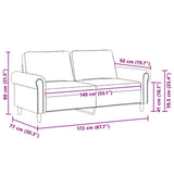 2-Seater Sofa Light Grey 140 cm Velvet