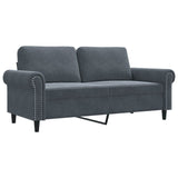 2-Seater Sofa Dark Grey 140 cm Velvet - Front View