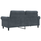 2-Seater Sofa Dark Grey 140 cm Velvet - Rear View