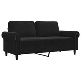 2-Seater Sofa Black 140 cm Velvet - Front View