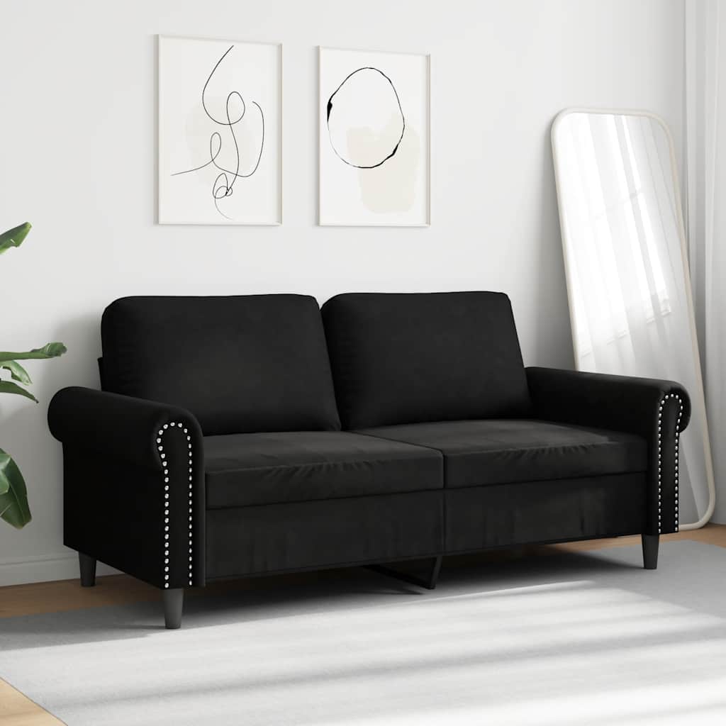 2-Seater Sofa Black 140 cm Velvet