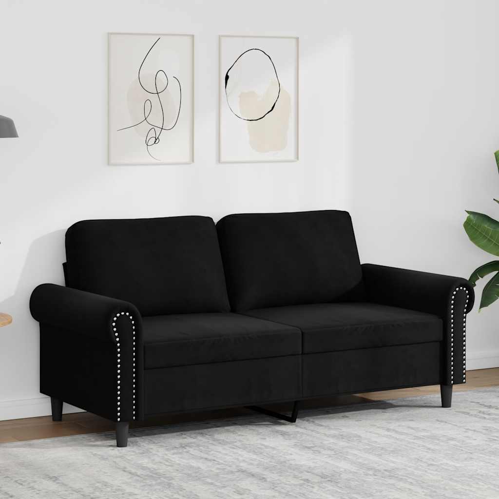 2-Seater Sofa Black 140 cm Velvet