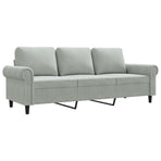 3-Seater Sofa Light Grey 180 cm Velvet