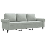 3-Seater Sofa Light Grey 180 cm Velvet - Front View