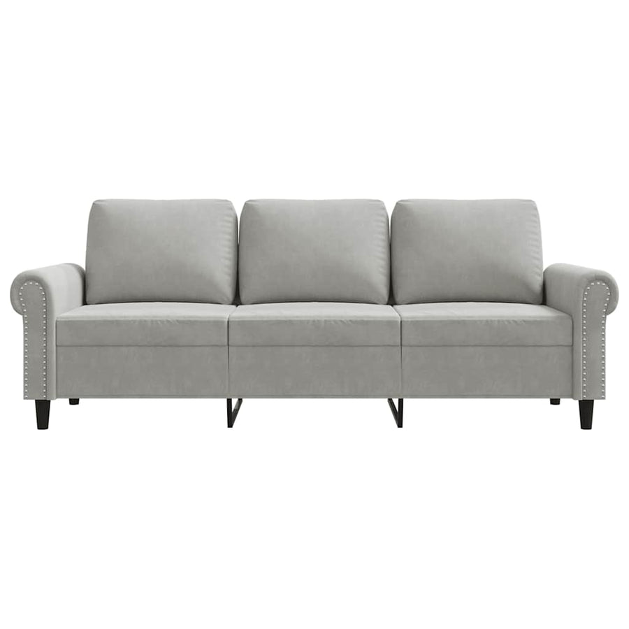 3-Seater Sofa Light Grey 180 cm Velvet
